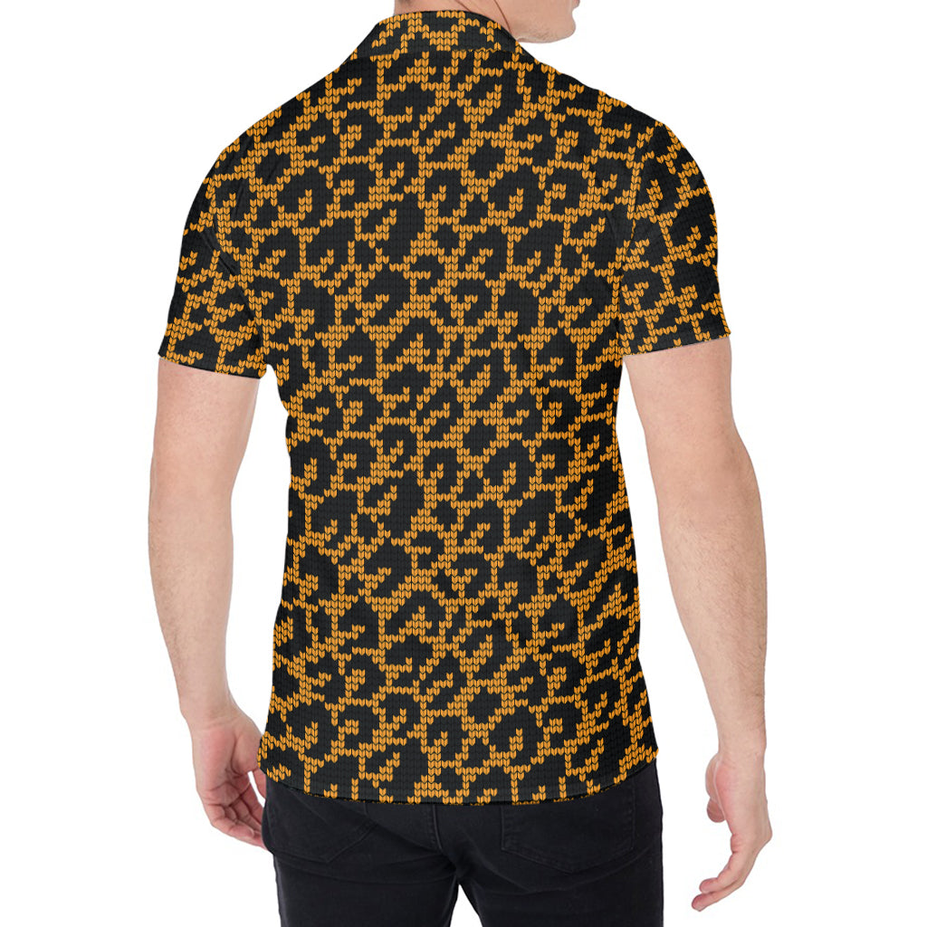 Wild Leopard Knitted Pattern Print Men's Shirt