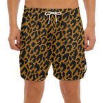 Wild Leopard Knitted Pattern Print Men's Split Running Shorts