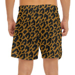 Wild Leopard Knitted Pattern Print Men's Split Running Shorts