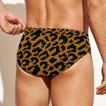 Wild Leopard Knitted Pattern Print Men's Swim Briefs
