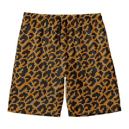 Wild Leopard Knitted Pattern Print Men's Swim Trunks