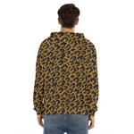 Wild Leopard Knitted Pattern Print Men's Velvet Pullover Hoodie