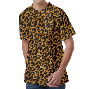 Wild Leopard Knitted Pattern Print Men's Velvet T-Shirt