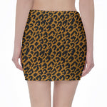 Wild Leopard Knitted Pattern Print Pencil Mini Skirt