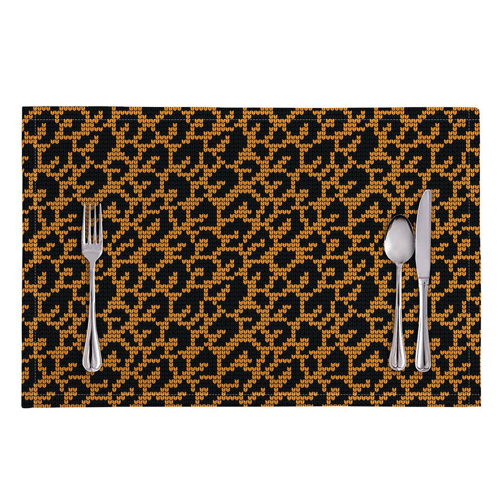 Wild Leopard Knitted Pattern Print Placemat