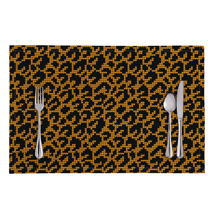Wild Leopard Knitted Pattern Print Placemat