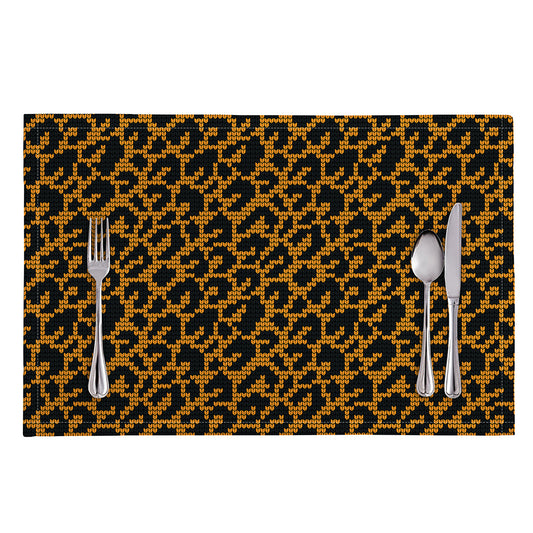 Wild Leopard Knitted Pattern Print Placemat