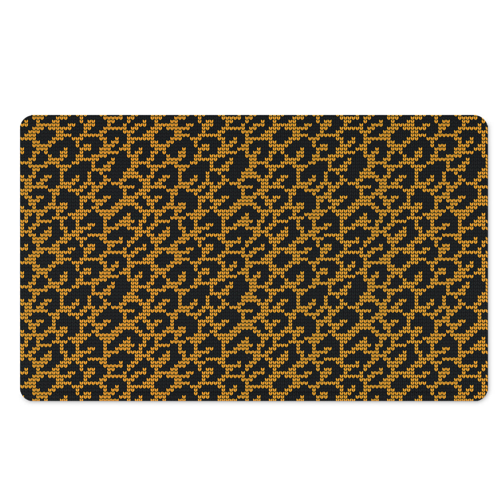 Wild Leopard Knitted Pattern Print Polyester Doormat