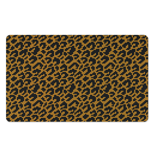 Wild Leopard Knitted Pattern Print Polyester Doormat