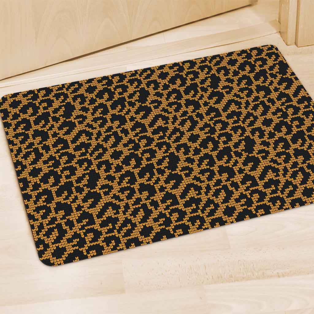 Wild Leopard Knitted Pattern Print Polyester Doormat