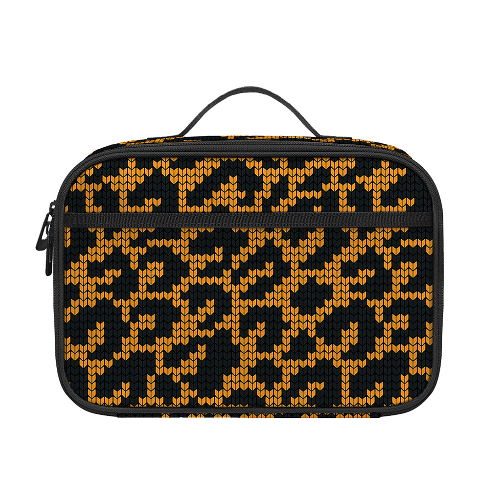 Wild Leopard Knitted Pattern Print Portable Lunch Bag