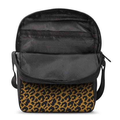 Wild Leopard Knitted Pattern Print Rectangular Crossbody Bag