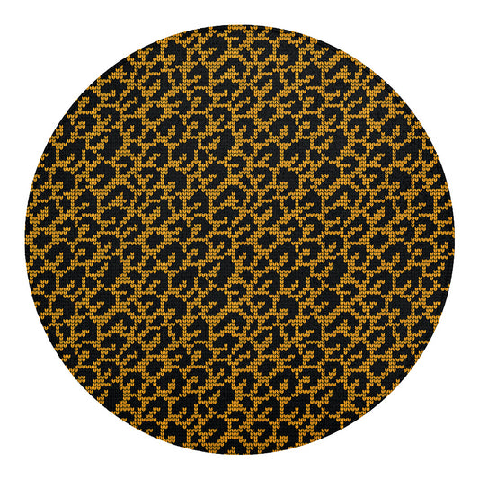 Wild Leopard Knitted Pattern Print Round Blanket
