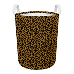 Wild Leopard Knitted Pattern Print Round Laundry Basket