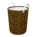 Wild Leopard Knitted Pattern Print Round Laundry Basket