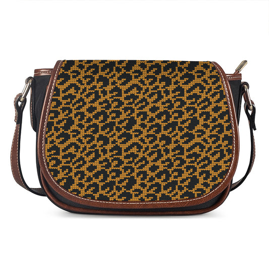 Wild Leopard Knitted Pattern Print Saddle Bag