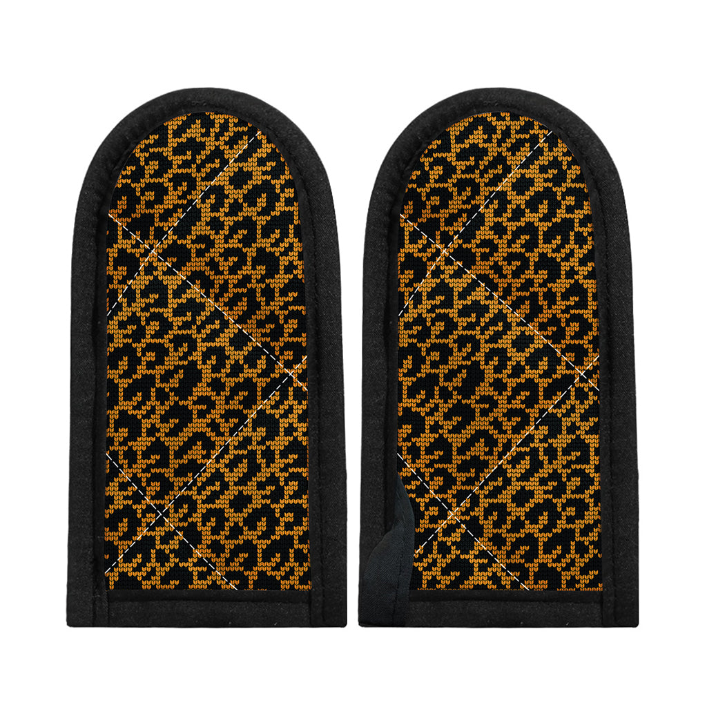 Wild Leopard Knitted Pattern Print Skillet Handle Cover