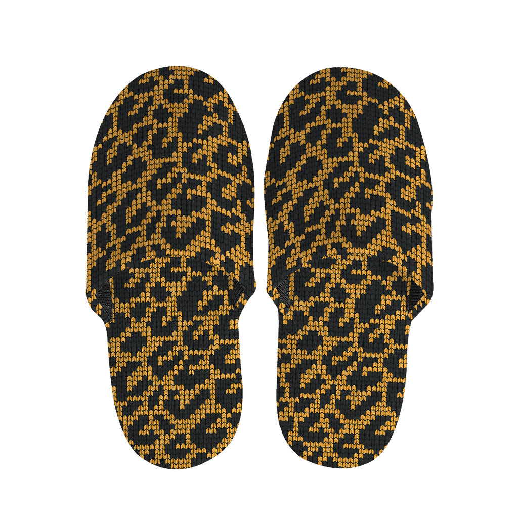 Wild Leopard Knitted Pattern Print Slippers