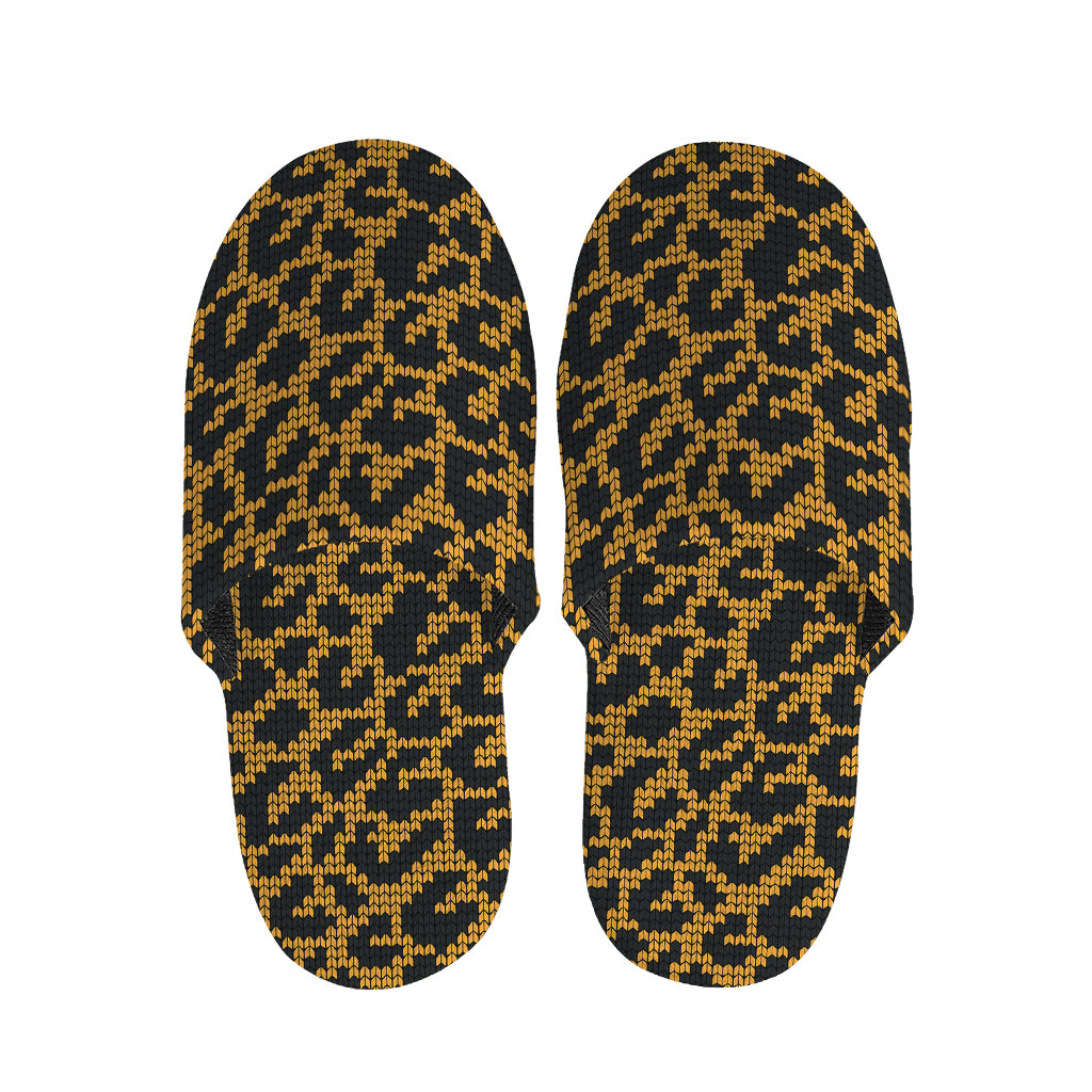 Wild Leopard Knitted Pattern Print Slippers