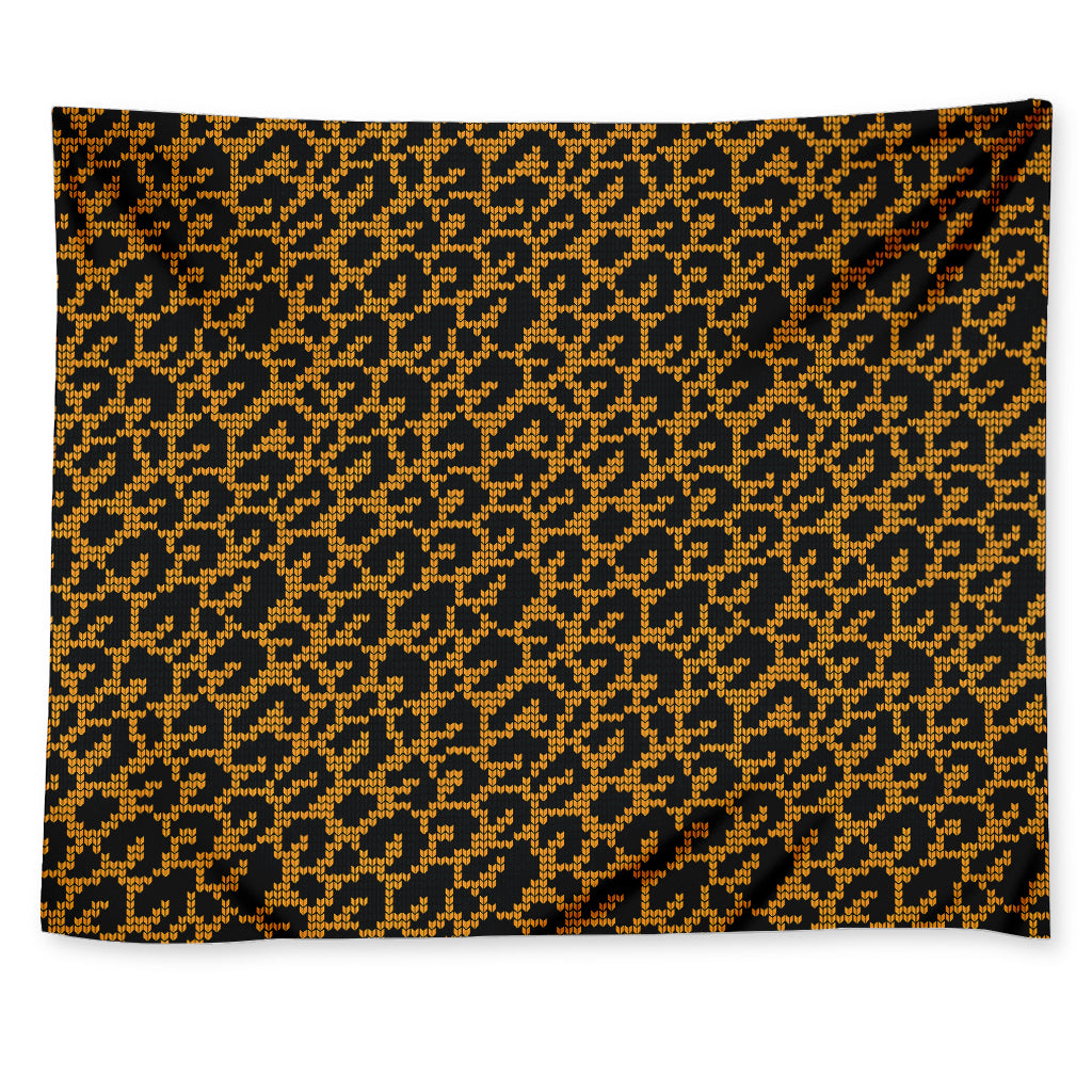 Wild Leopard Knitted Pattern Print Tapestry