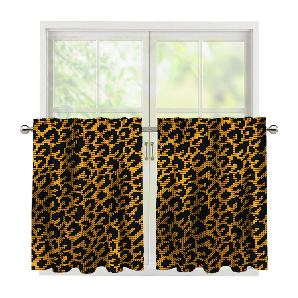 Wild Leopard Knitted Pattern Print Tier Curtains