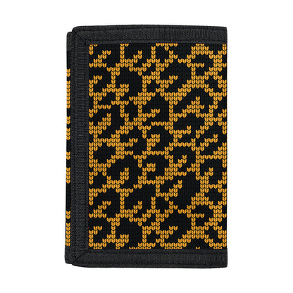Wild Leopard Knitted Pattern Print Trifold Wallet