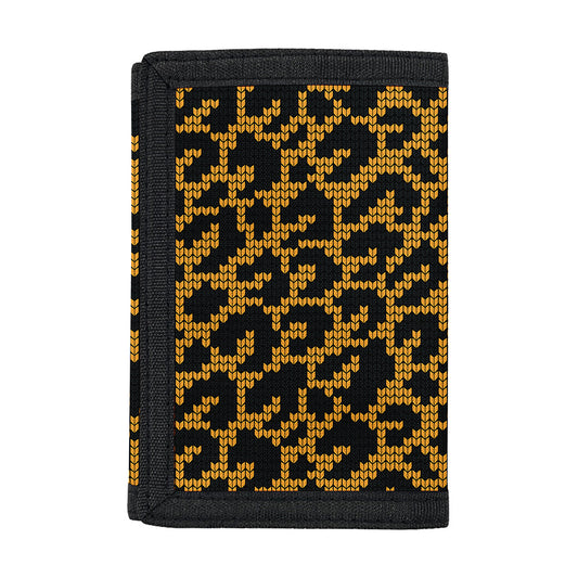 Wild Leopard Knitted Pattern Print Trifold Wallet