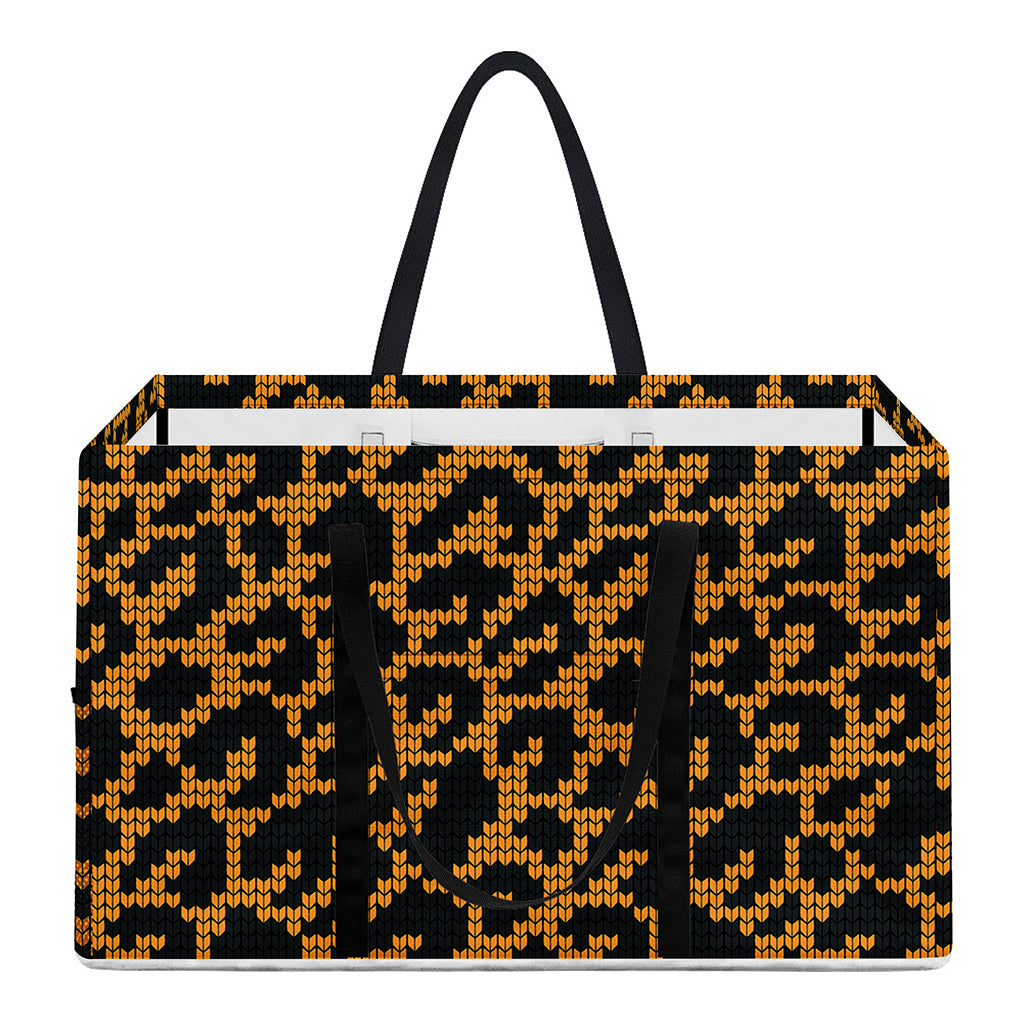 Wild Leopard Knitted Pattern Print Utility Tote Bag