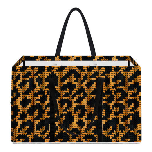 Wild Leopard Knitted Pattern Print Utility Tote Bag