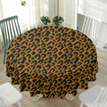 Wild Leopard Knitted Pattern Print Waterproof Round Tablecloth