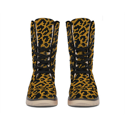 Wild Leopard Knitted Pattern Print Winter Boots