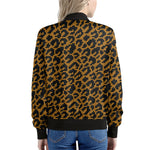 Wild Leopard Knitted Pattern Print Women's Bomber Jacket