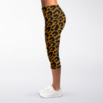 Wild Leopard Knitted Pattern Print Women's Capri Leggings
