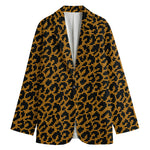 Wild Leopard Knitted Pattern Print Women's Cotton Blazer