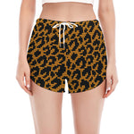 Wild Leopard Knitted Pattern Print Women's Split Running Shorts
