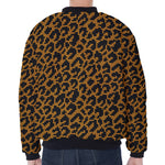 Wild Leopard Knitted Pattern Print Zip Sleeve Bomber Jacket