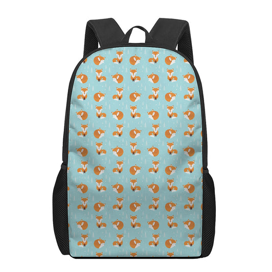 Winter Fox Pattern Print 17 Inch Backpack