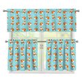 Winter Fox Pattern Print 3 Piece Kitchen Curtains