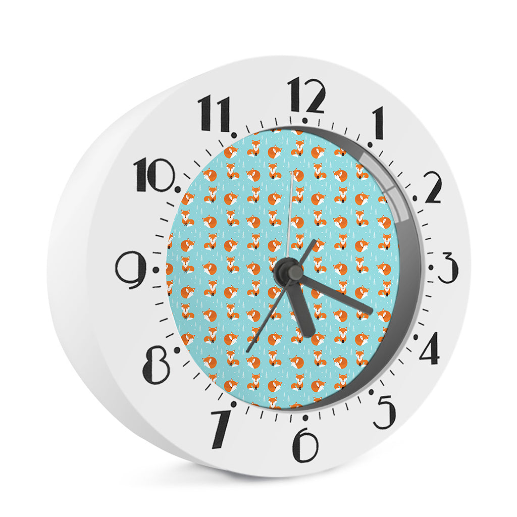 Winter Fox Pattern Print Alarm Clock