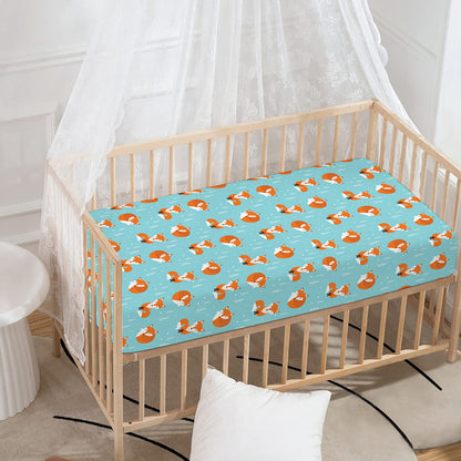 Winter Fox Pattern Print Baby Crib Sheet