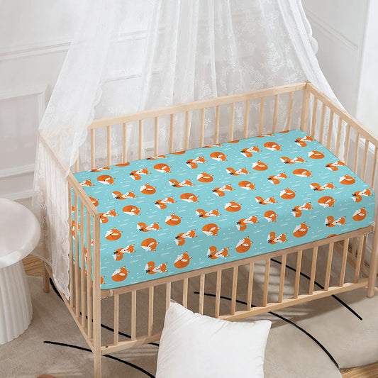 Winter Fox Pattern Print Baby Crib Sheet