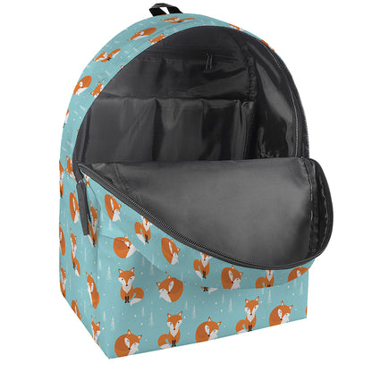 Winter Fox Pattern Print Backpack