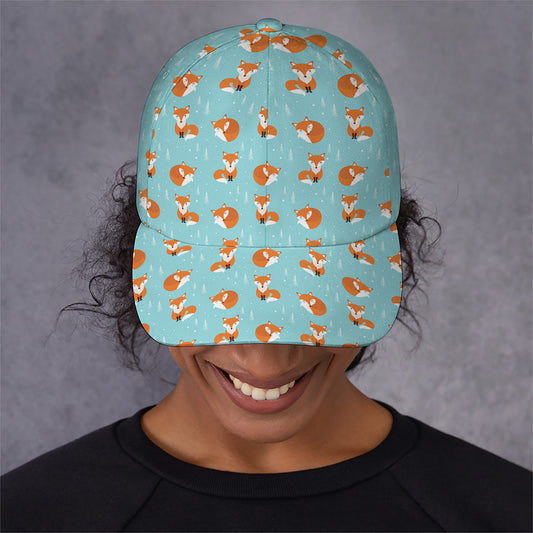 Winter Fox Pattern Print Baseball Cap