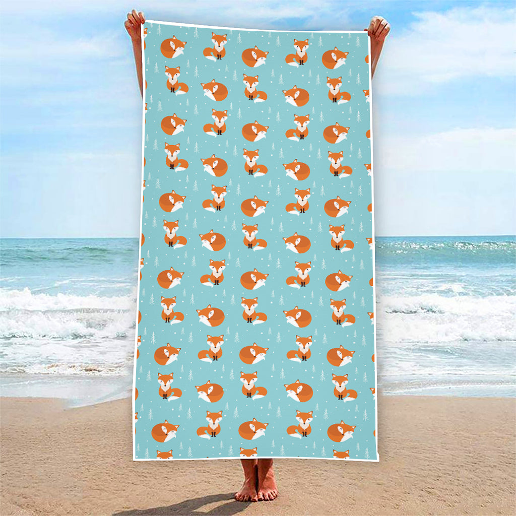 Winter Fox Pattern Print Beach Towel