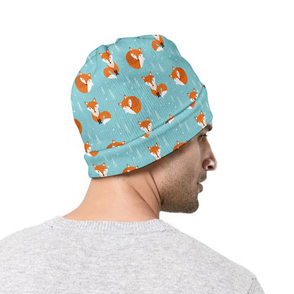 Winter Fox Pattern Print Beanie