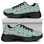 Winter Fox Pattern Print Black Chunky Shoes
