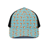 Winter Fox Pattern Print Black Mesh Trucker Cap