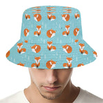 Winter Fox Pattern Print Bucket Hat