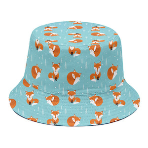 Winter Fox Pattern Print Bucket Hat