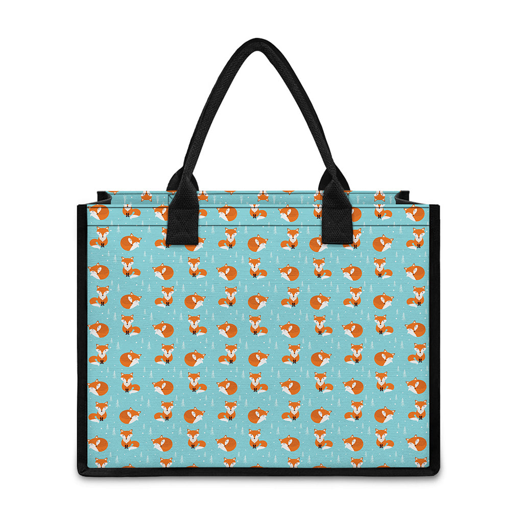 Winter Fox Pattern Print Canvas Tote Bag